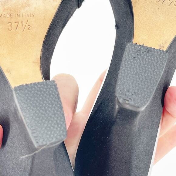 Dior Vintage Y2K Black Silver Crystal Logo Platform Wedge Sandal Mule EU 37.5 - Picture 14 of 15